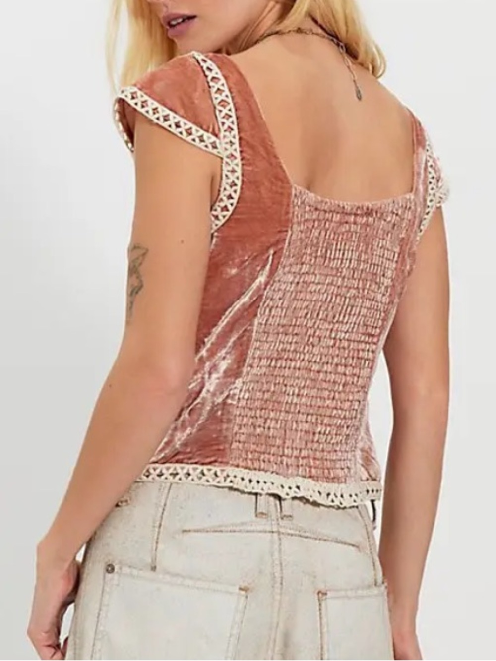 FREE PEOPLE TYLER VELVET EMBROIDERED CORSET TOP SP - Picture 3 of 6